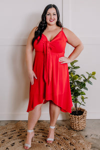 Tie Front Dress In Valentine Red