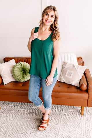 OUTLET Making Headlines Spruce Blouse Tank Top With Pocket