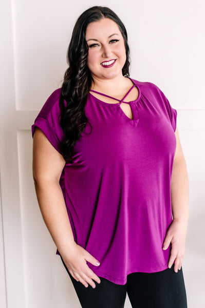 Criss Cross Front Top In Vibrant Violet