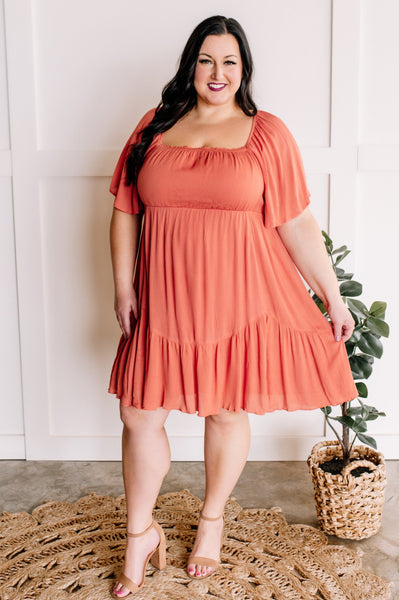 Short Sleeve Dress In Guava