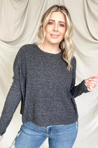 Zenana Ribbed Dolman Long Sleeve Sweater