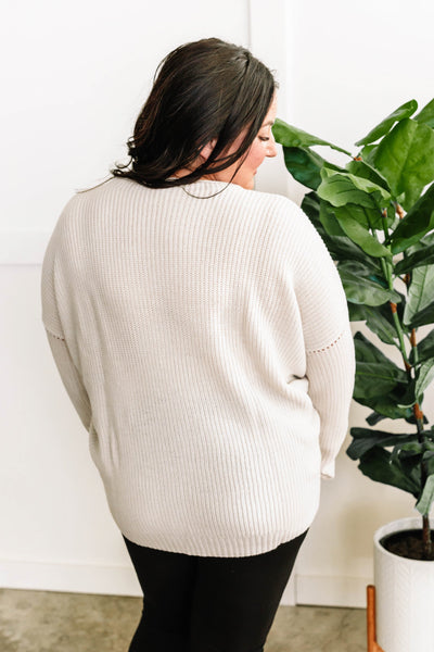 12.8 Oversized Knit Dolman Sweater In Smokey Cream