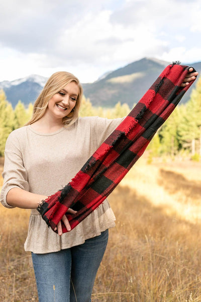 *All Tied Up In You Red & Black Plaid Infinity Scarf