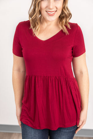 IN STOCK Sarah Ruffle Top - Raspberry FINAL SALE