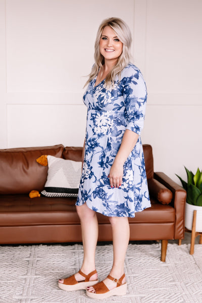 Wrap Me Up Blue Floral Dress