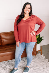 OUTLET - Stealing Basics Long Sleeve Top In Spice - Large