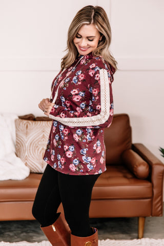 OUTLET - That's All You Gotta Do Crochet Sleeve Hooded Top - Large