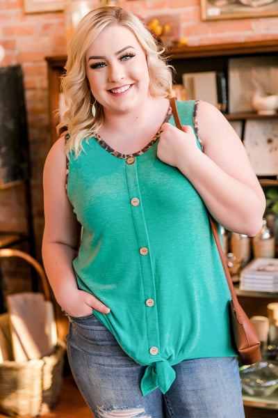 Leopard In Jade Sleeveless Top