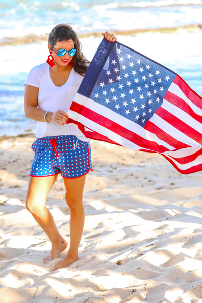 Star spangled Drawstring Everyday shorts