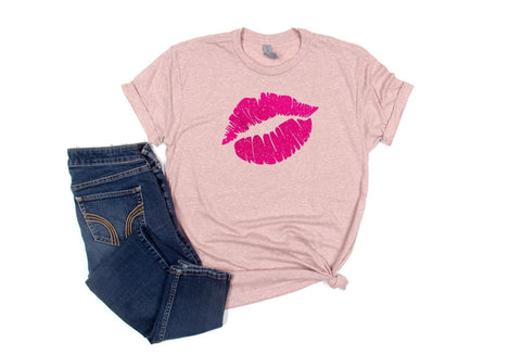 Pink Lips Glitter tee