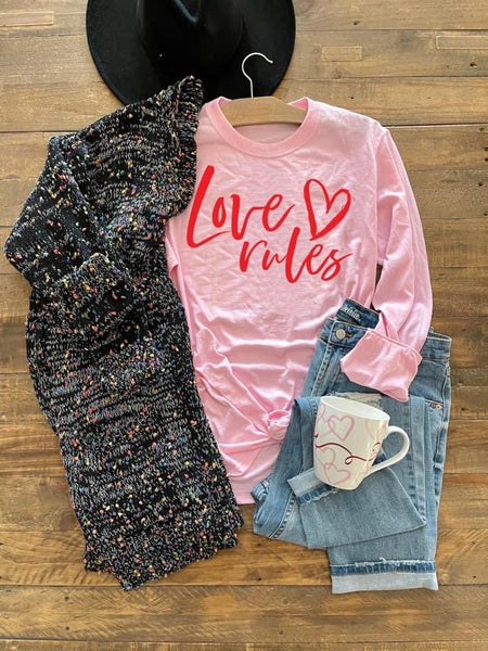 White Long Sleeve Love rules tee