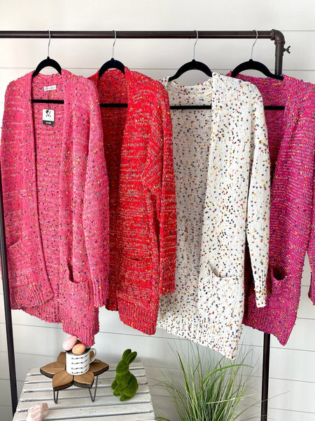 IN STOCK Carly Confetti Dot Cardigan - Pink FINAL SALE