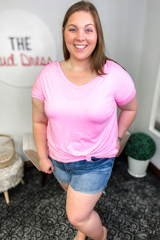 Pink open back tunic top